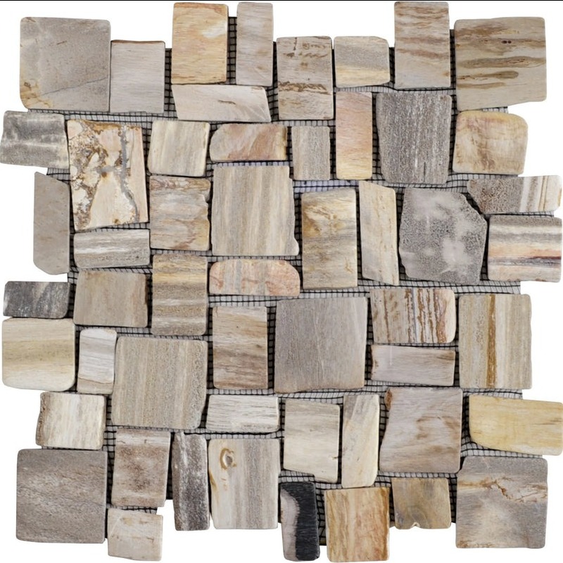Cubic Fossil Wood Stone Mosaic Matte