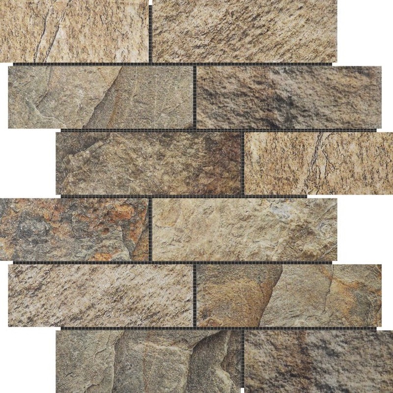 Slate Stone Beige Glazed Ceramic 2"x6" Brick