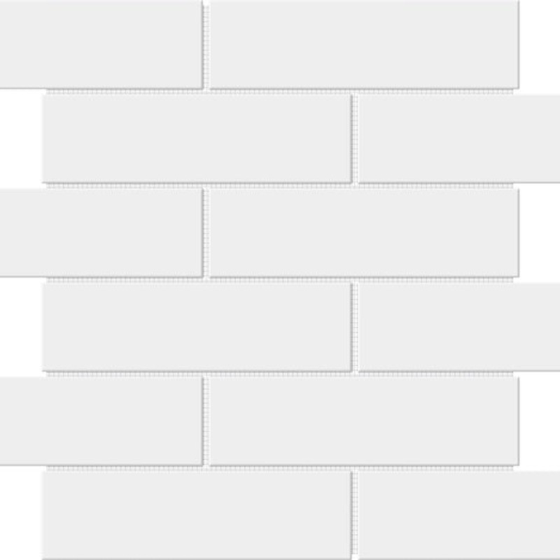 White Brick Pattern Glossy Glazed Ceramic 2"x6"