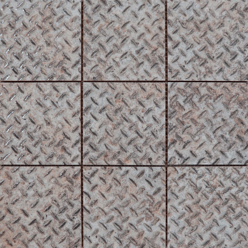 Silver Industrial Relief Pattern Glazed Ceramic 4"x4"