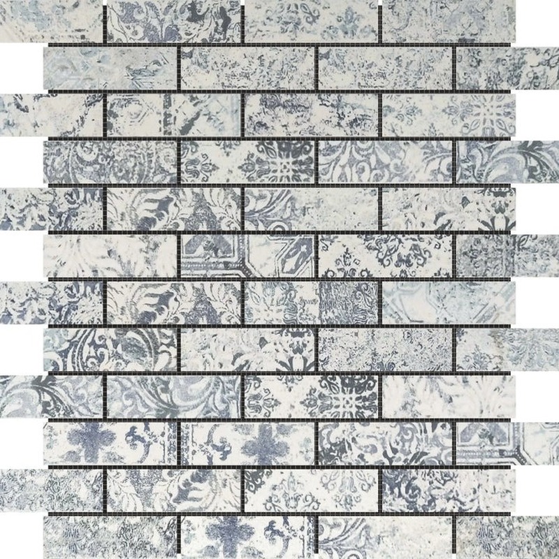 Grey Mix Pattern Deco Brick Matte Glazed Porcelain 1"x3"