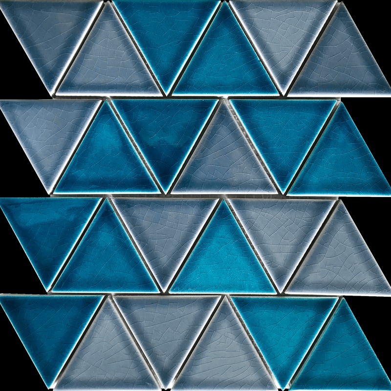 Grey Blue Mix Triangle Glazed Ceramic 3"