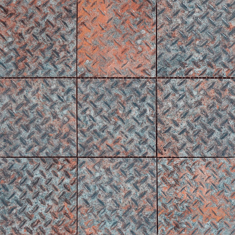 Rust Industrial Relief Pattern Glazed Ceramic 4"x4"