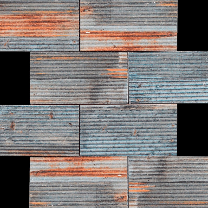 Rust Industrial Linear Relief Pattern Glazed Ceramic 2.8"x6"