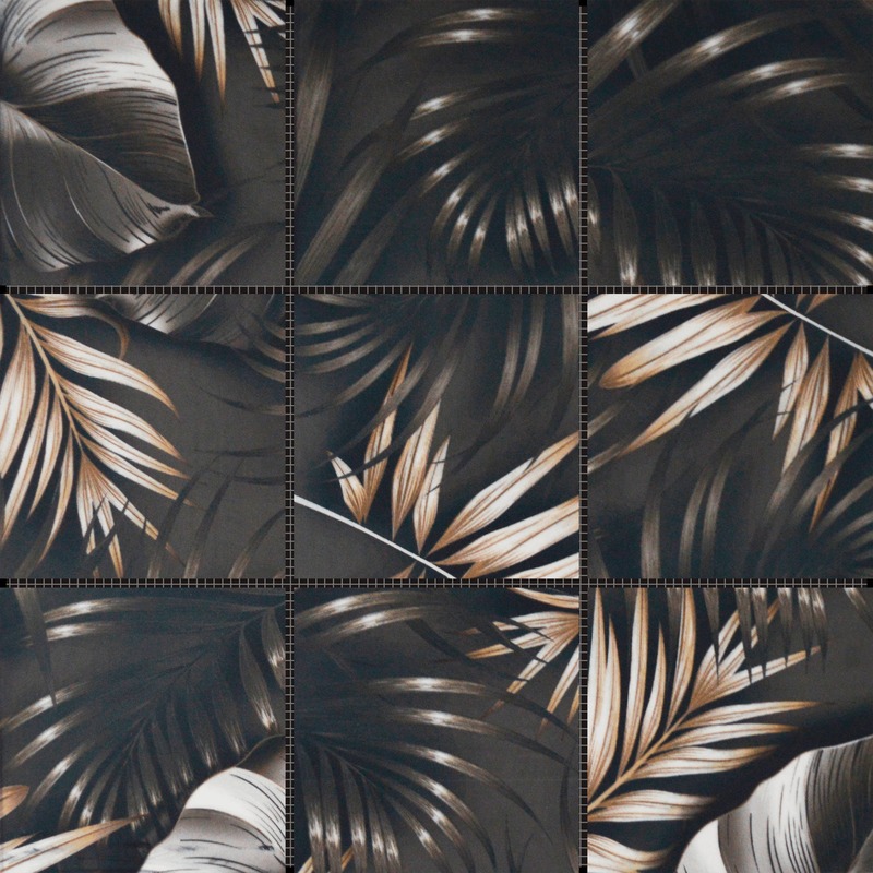 4"x4" Floral Palm Brown Beige 12"x12"