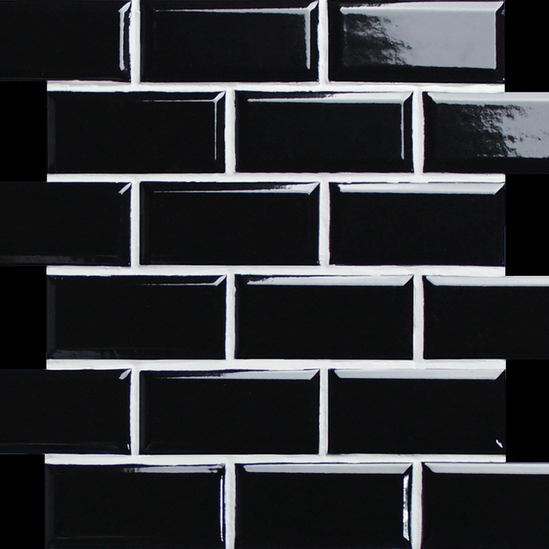 Mini Subway Black Glazed Porcelain 2"x4"