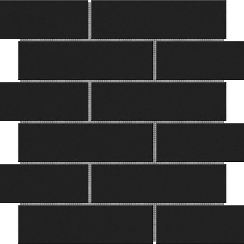 Black Brick Pattern Glossy Glazed Ceramic 2"x6"