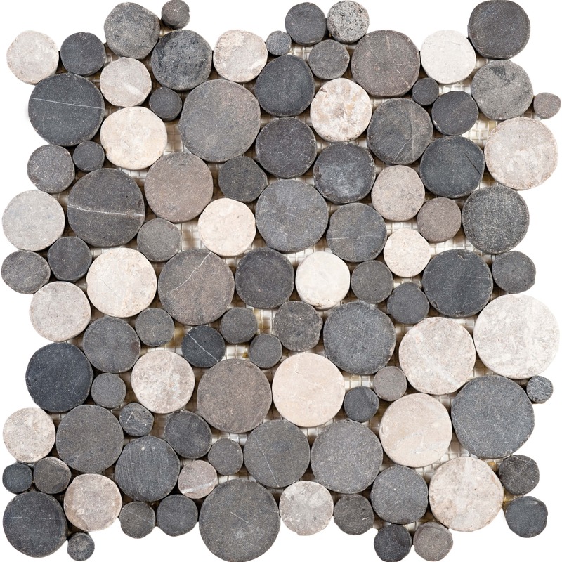 Round Marble Light & Dark Grey Mix Mosaic