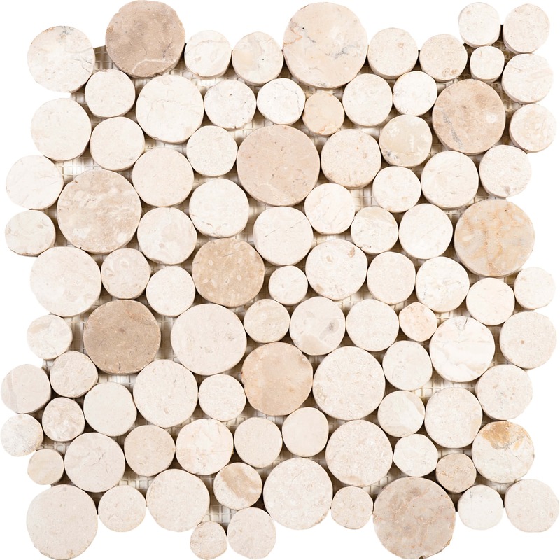 Round Marble Off White Mix Mosaic