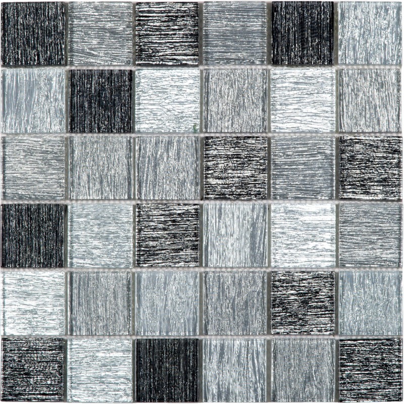 Glass Stripe Effect Polished 2"x2" Grey Mix