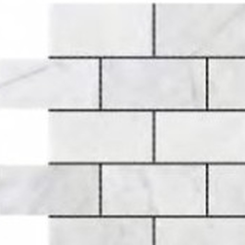 2"x4" Brick Pattern White Grey Marble