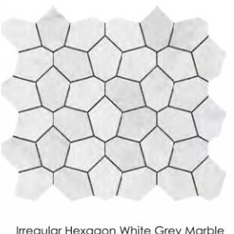 Irregular Hexagon White Grey Marble
