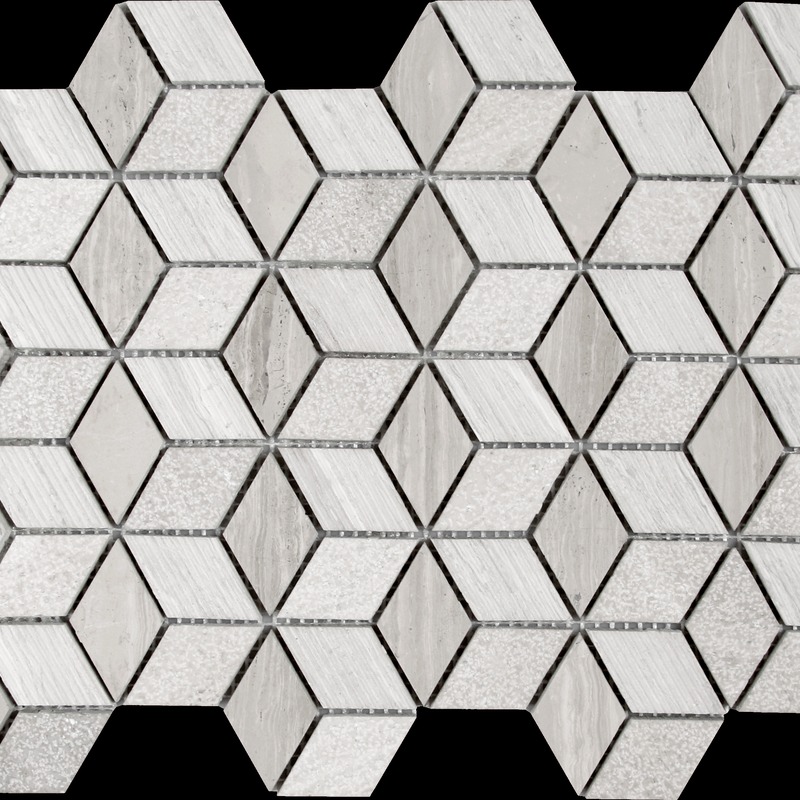 3D Diamond Limestone Multi Finish Grey