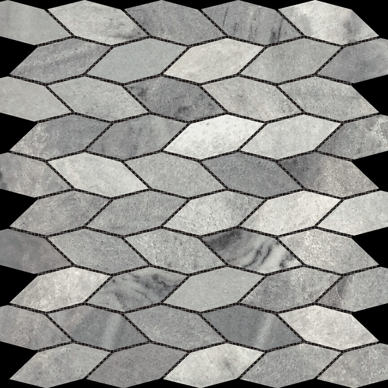 Elongated Hexagon Ice Grey "Leaves"