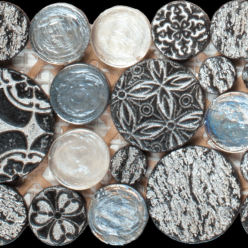Round Décor Glass Stone Mix Black
