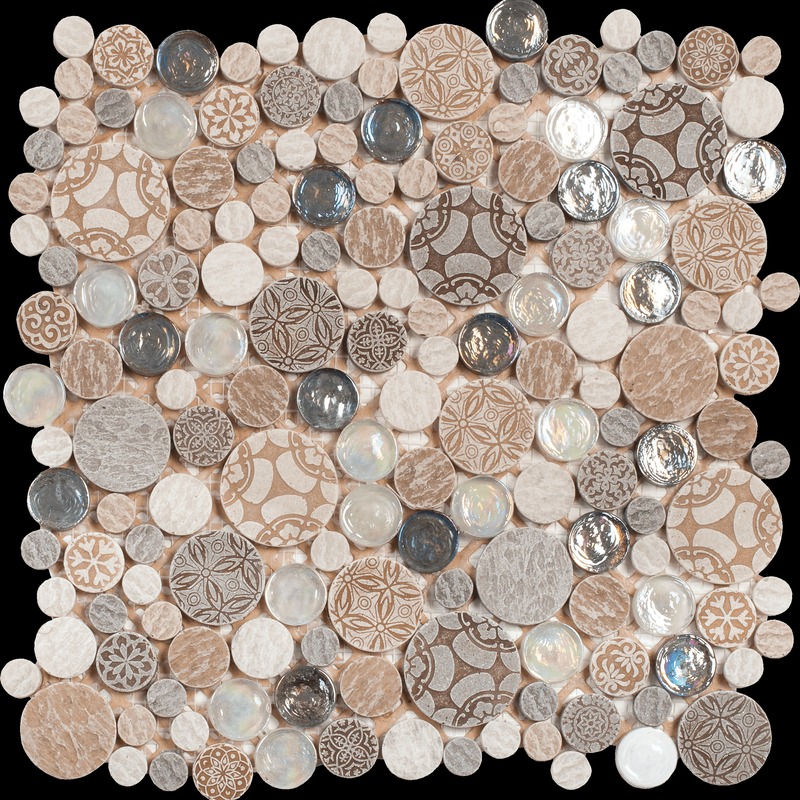 Round Décor Glass Stone Mix Beige