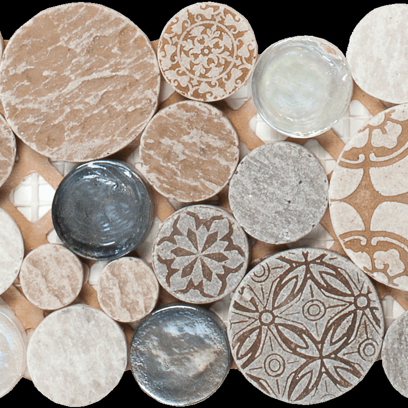 Round Décor Glass Stone Mix Beige