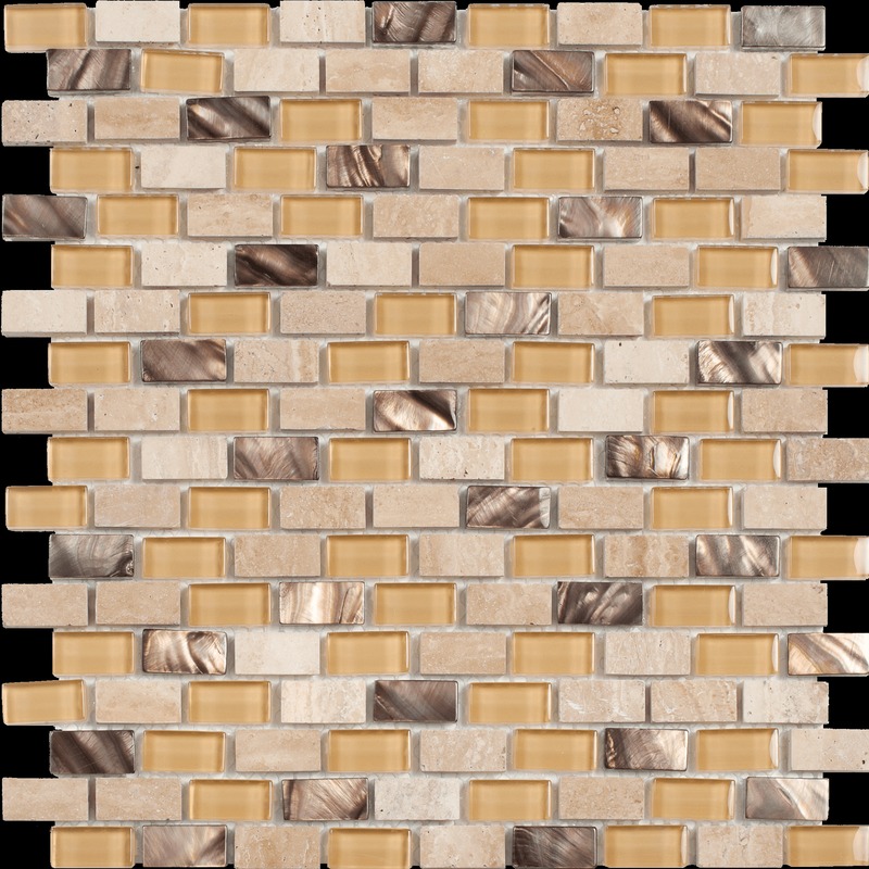 Mother of Pearl Tan Glass/Brown Mix Brick