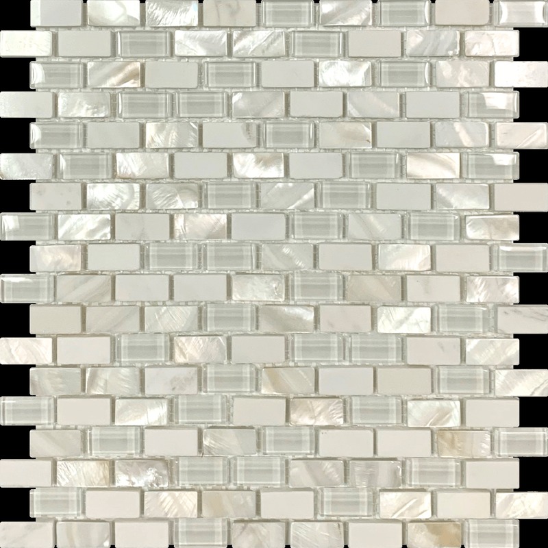 Mother of Pearl Glass Marble White Mix Brick