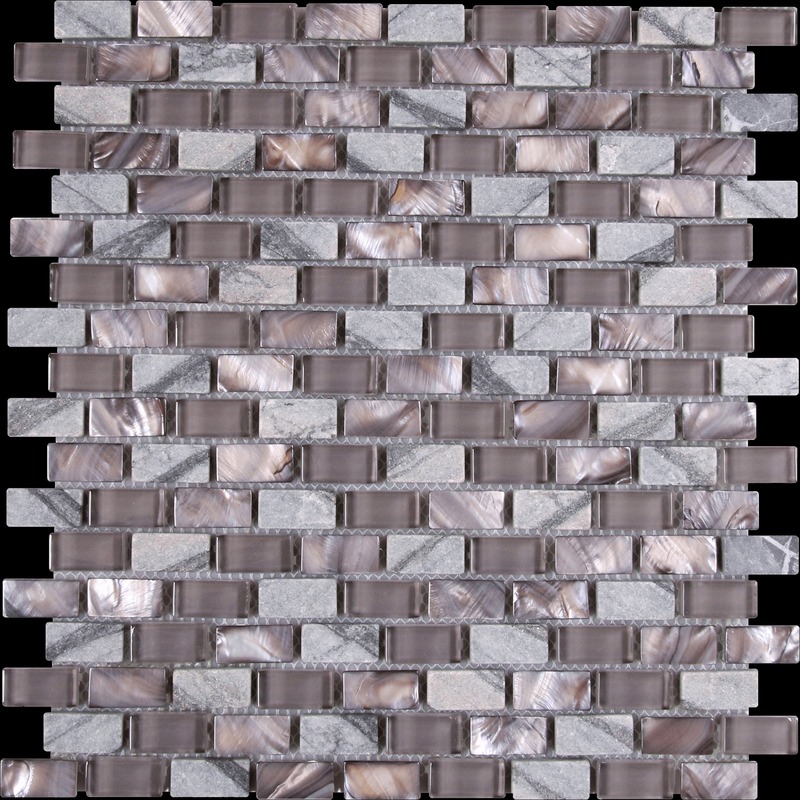 Mother of Pearl Glass Marble Taupe Grey Mix Brick