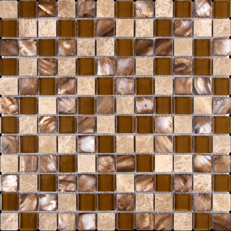 Mother of Pearl Glass Marble Beige Brown Mix