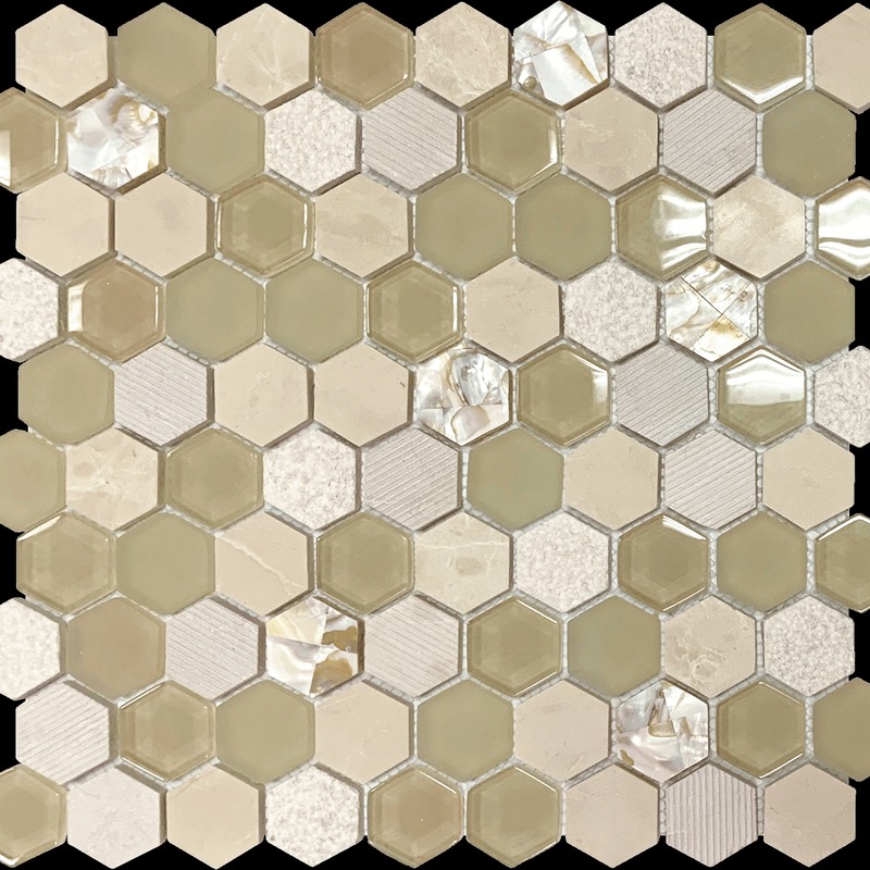 Mother of Pearl Glass Marble Beige Mix