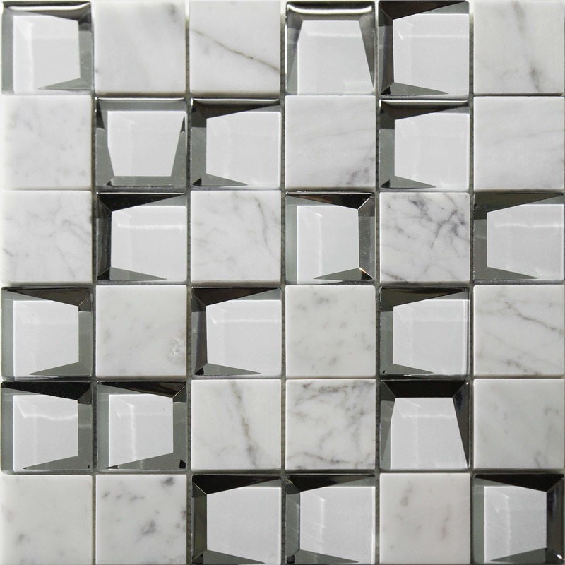 2"x2" Marble & Glass White Mix