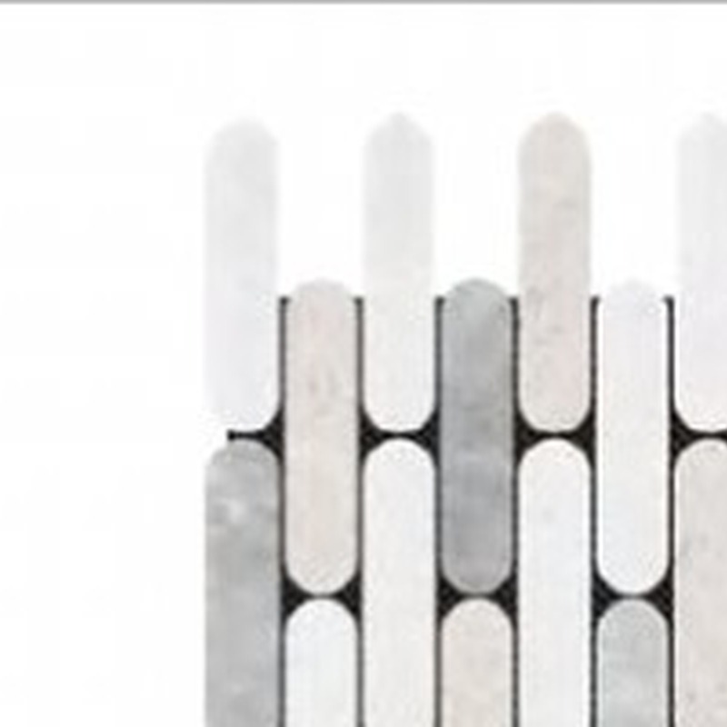 2"x6" Elongated Round White Grey Beige Marble Mix