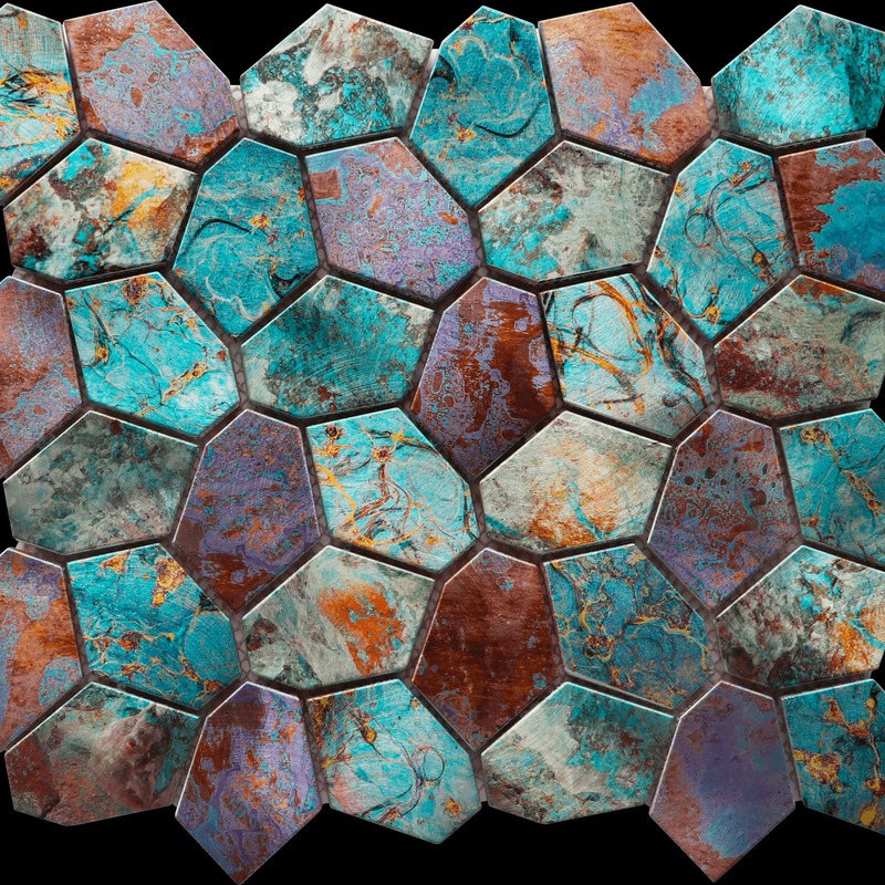Hexagon Mix Metallic Green Rust