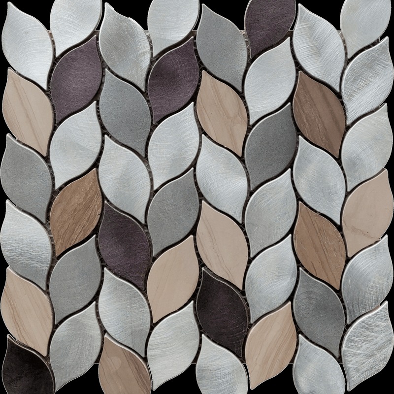 Aluminum & Marble Leaves Silver Grey Brown