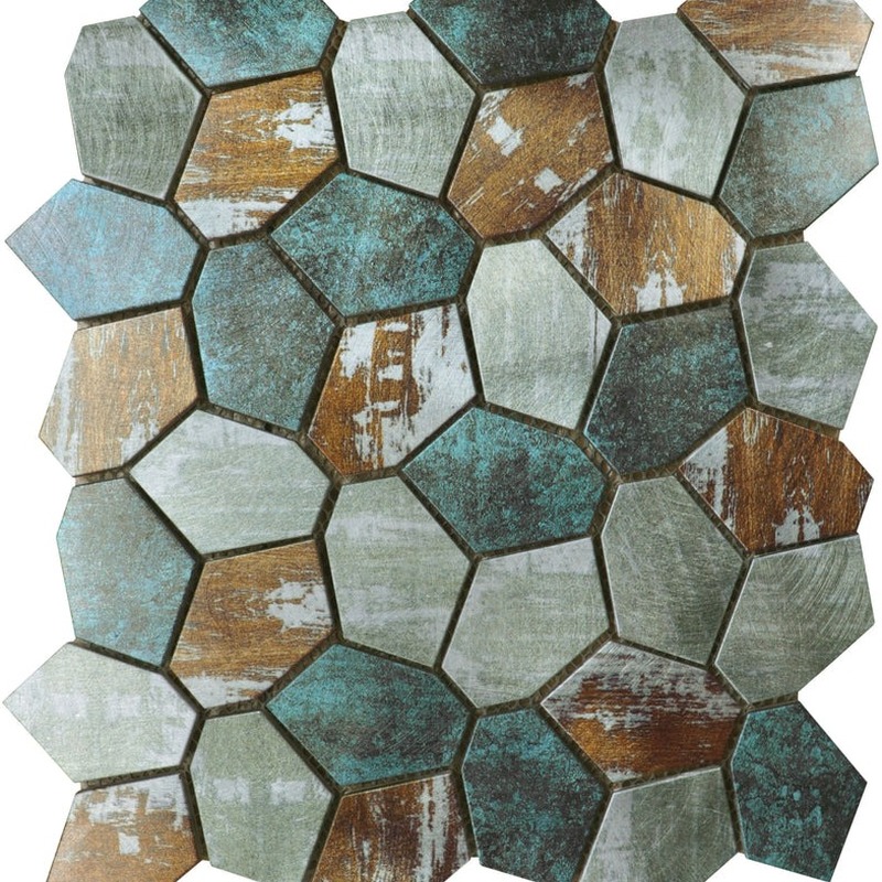 Hexagon Aluminum Mix Green Grey Beige