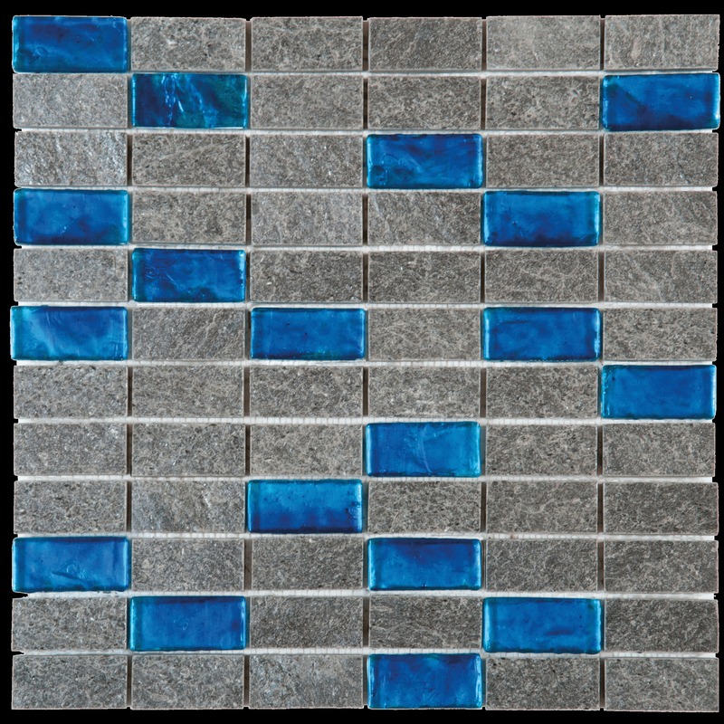 Silver Grey Natural Slate - Glass Turquoise