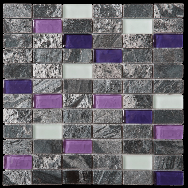 Silver Grey Polished Slate - Glass Purple White