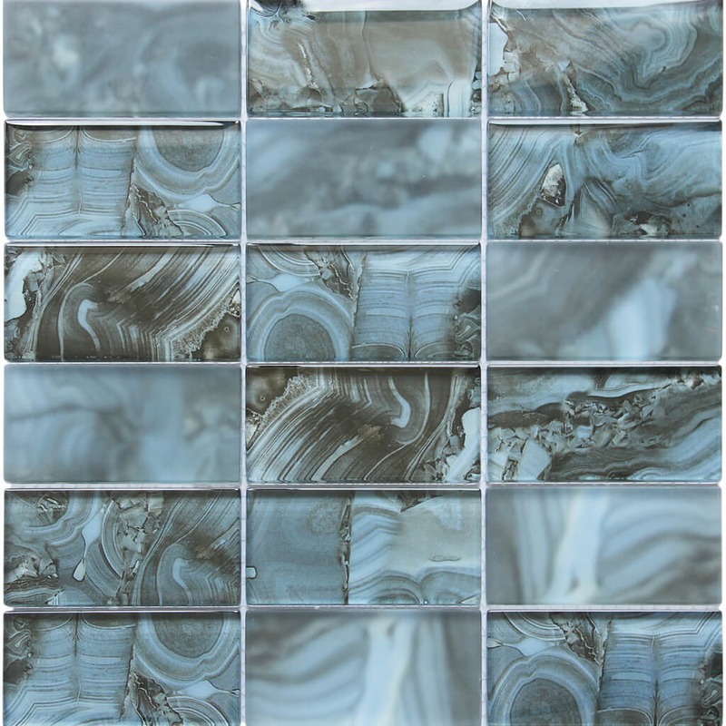 Onyx Pattern Blue 2"x4" Glass Mosaic