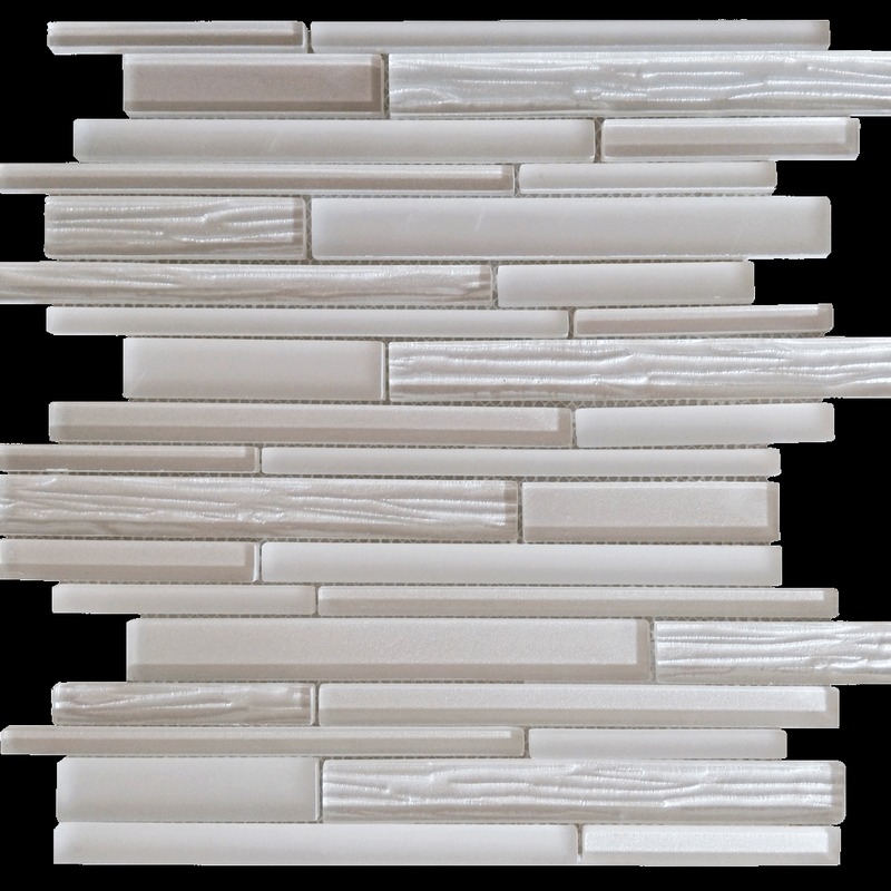 Faux Relief Glass Light Grey Natural Rectangles