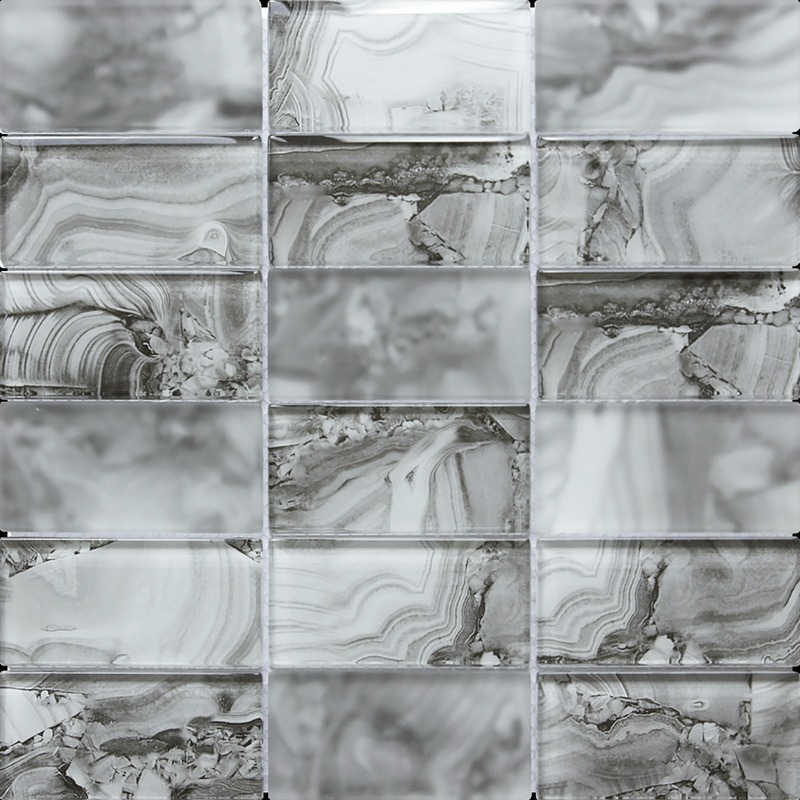 Onyx Pattern Grey 2"x4" Glass Mosaic