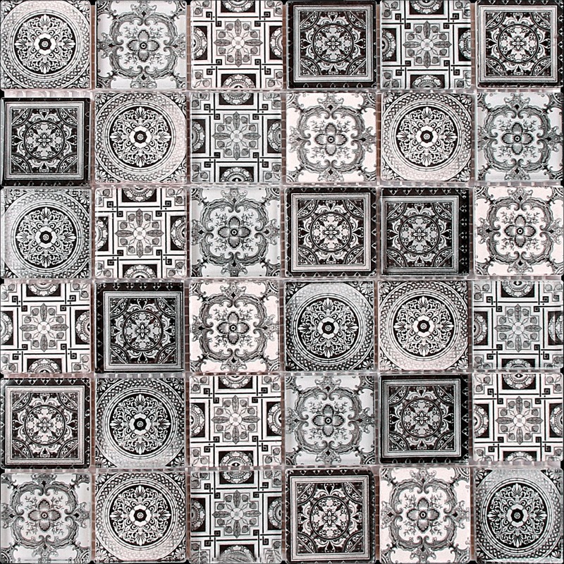 Glass Patchwork Glossy Matte White/Grey Mix