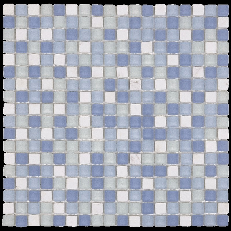 White Marble / Blue Matte Glass