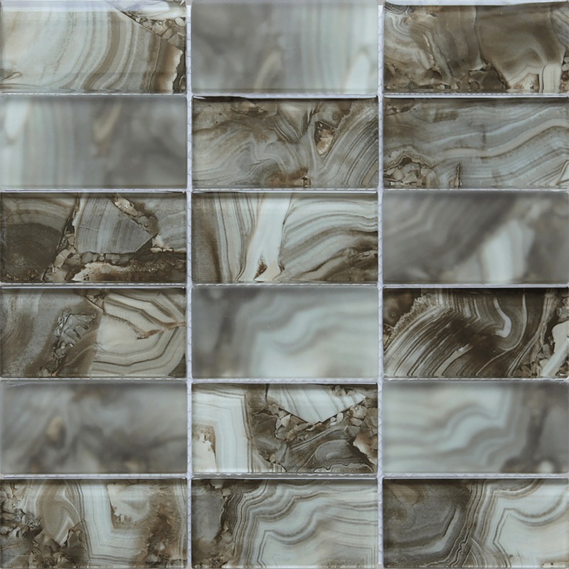 Onyx Pattern Grey Green 2"x4" Glass Mosaic